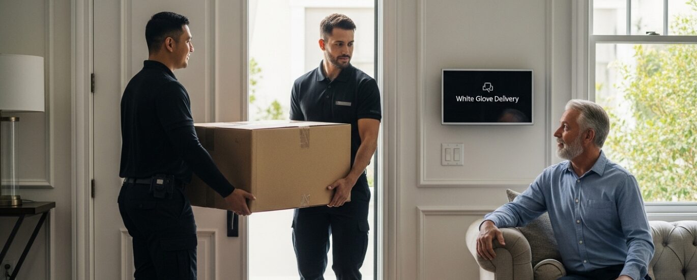 white glove delivery scene