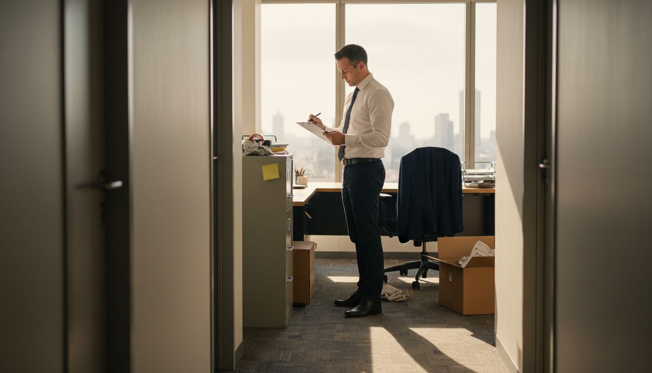 HR manager checking office relocation checklist