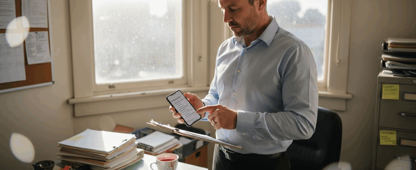 Property manager reviewing move-out checklist