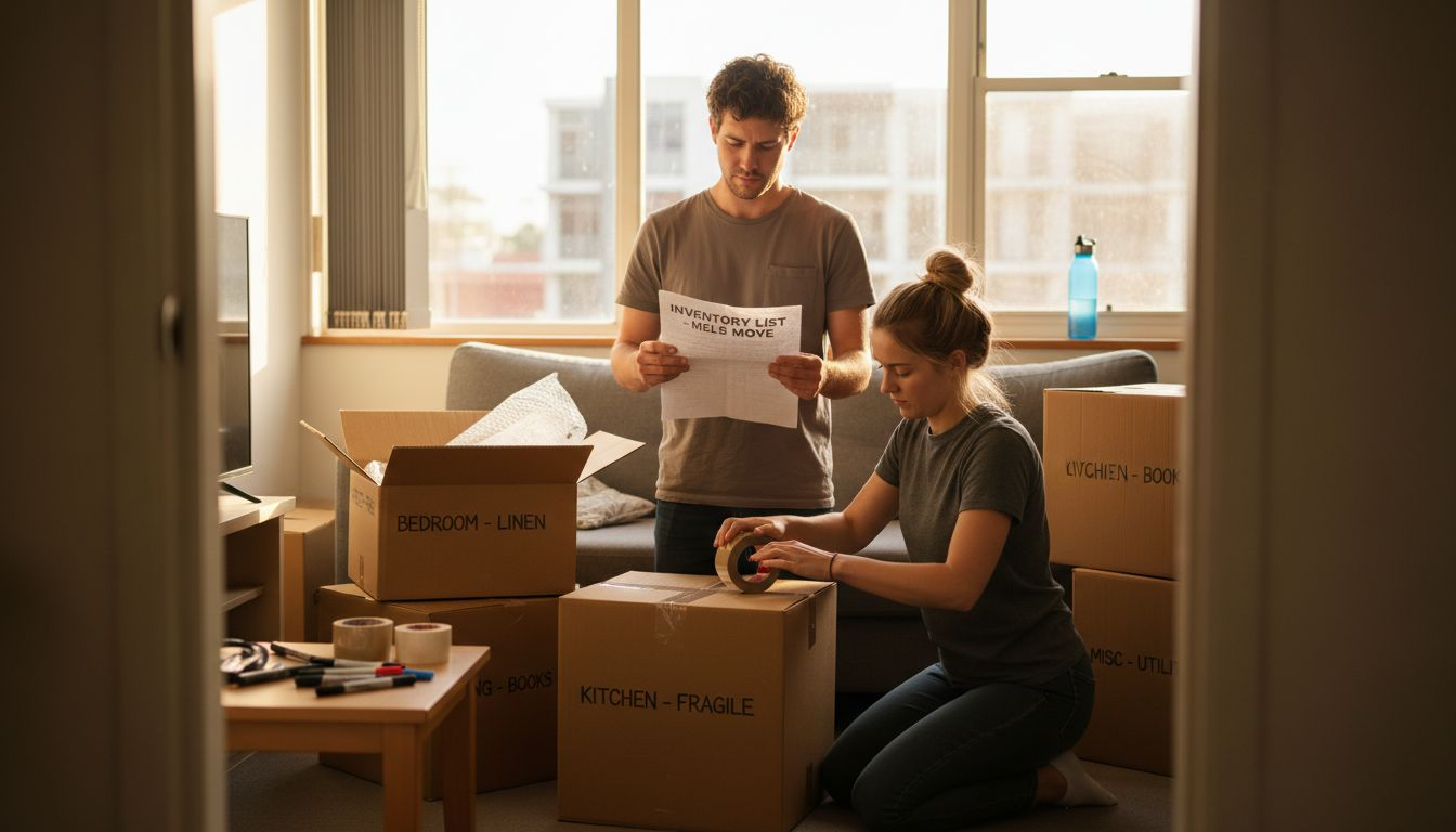Couple preparing move in Melbourne apartment