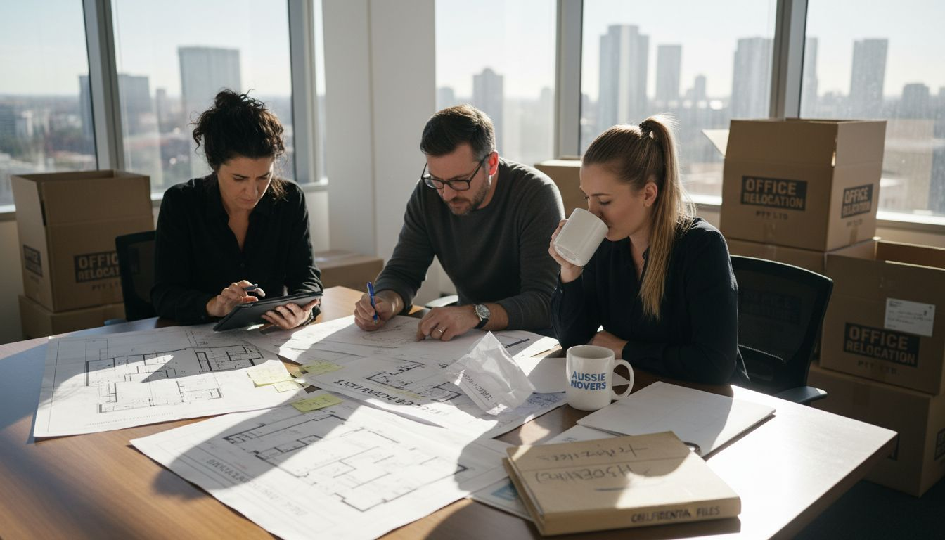 Managers planning corporate office relocation