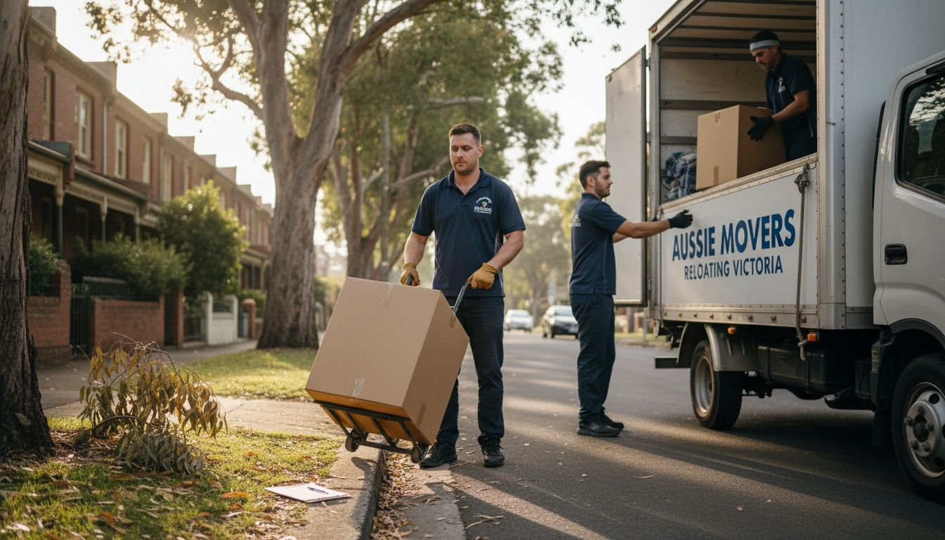 Removalists loading boxes into truck in Melbourne