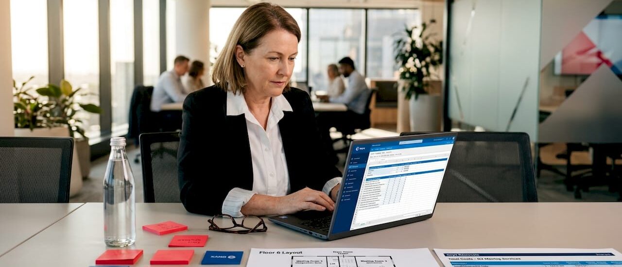Manager working on office move planning