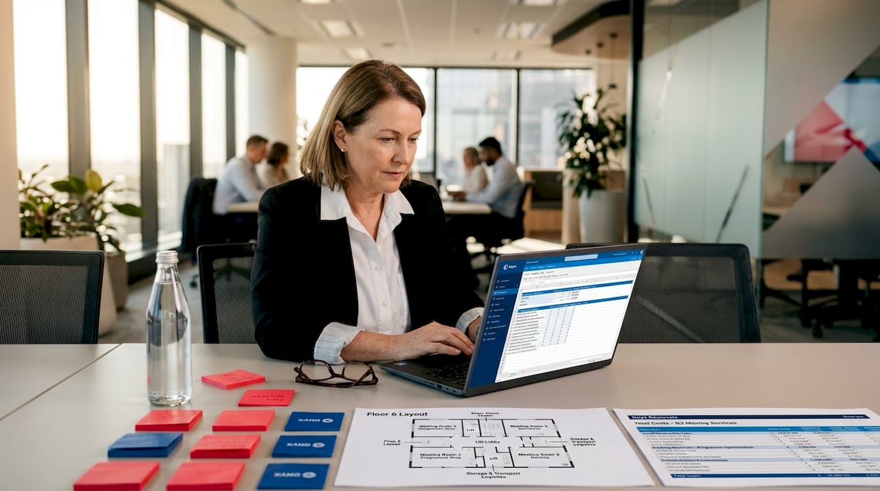Manager working on office move planning