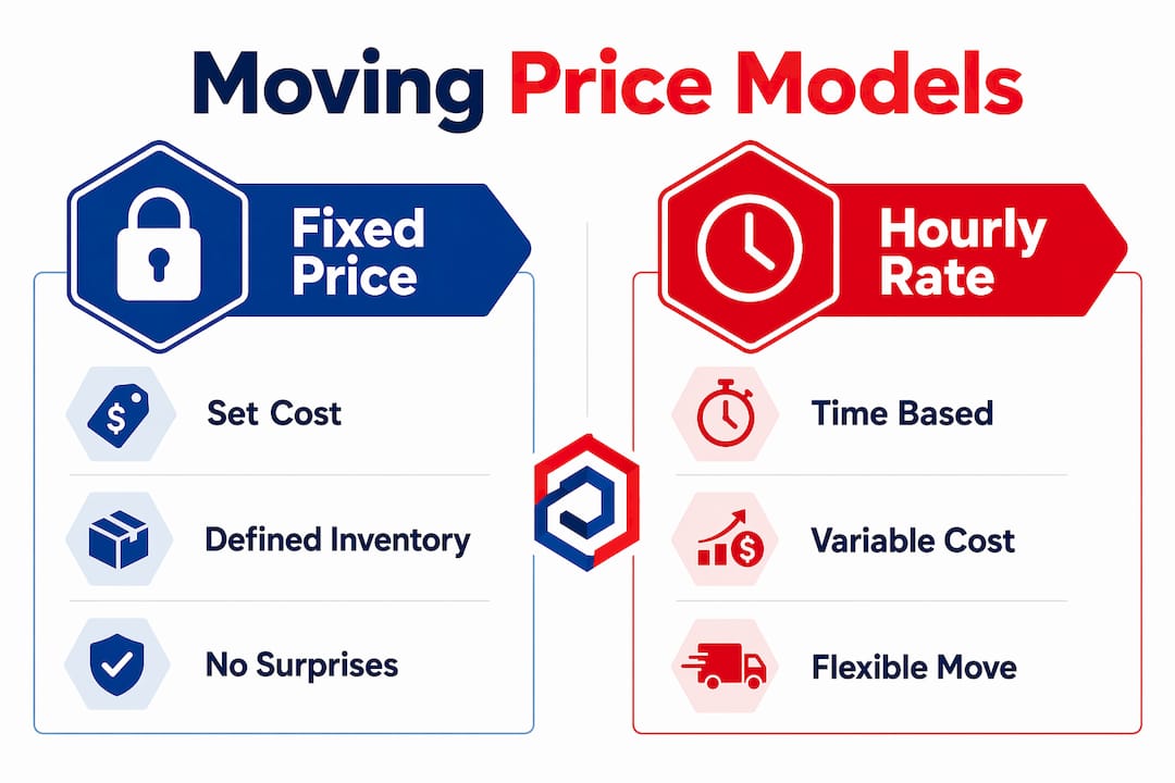 Infographic comparing fixed price and hourly rate moves