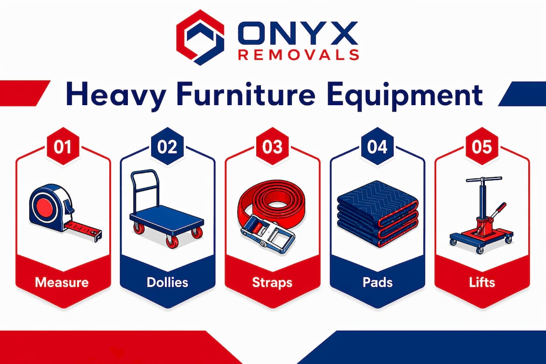 Infographic showing heavy furniture moving equipment steps