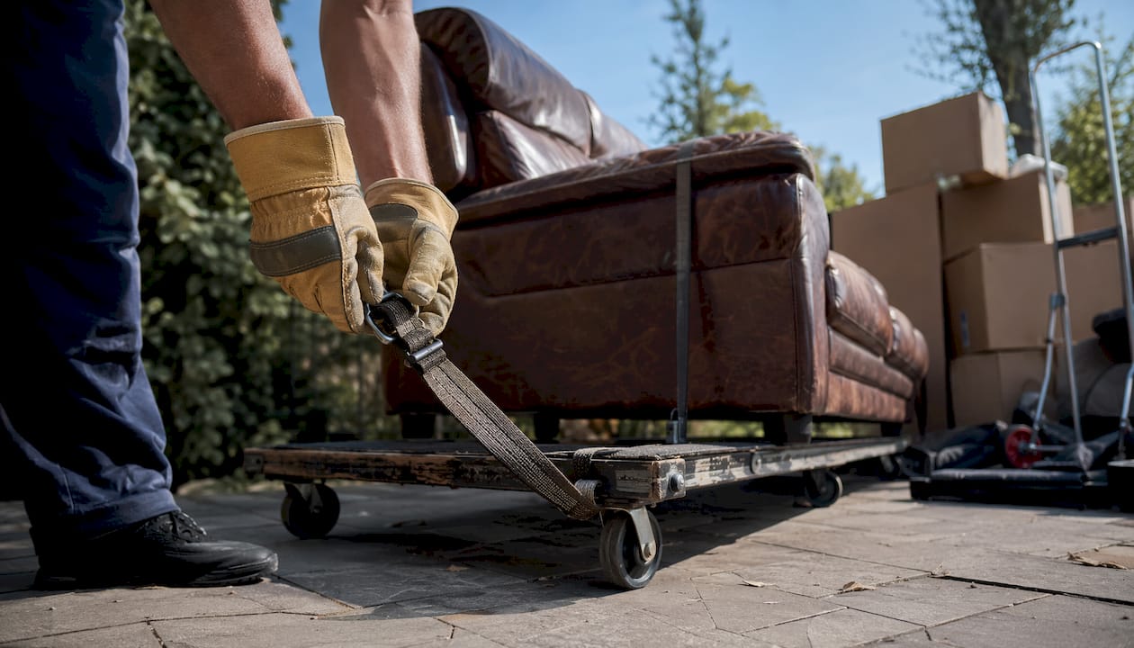 Mover adjusting furniture dolly straps