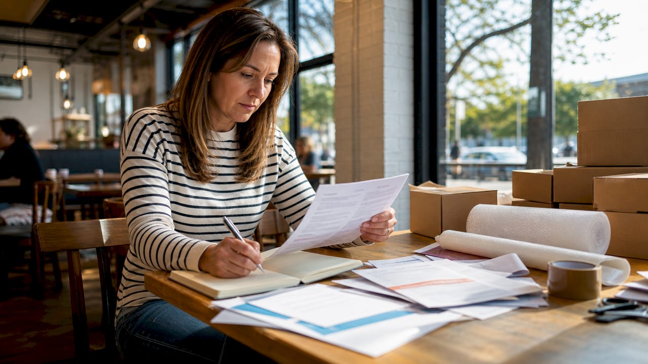 Person planning home move with budget materials