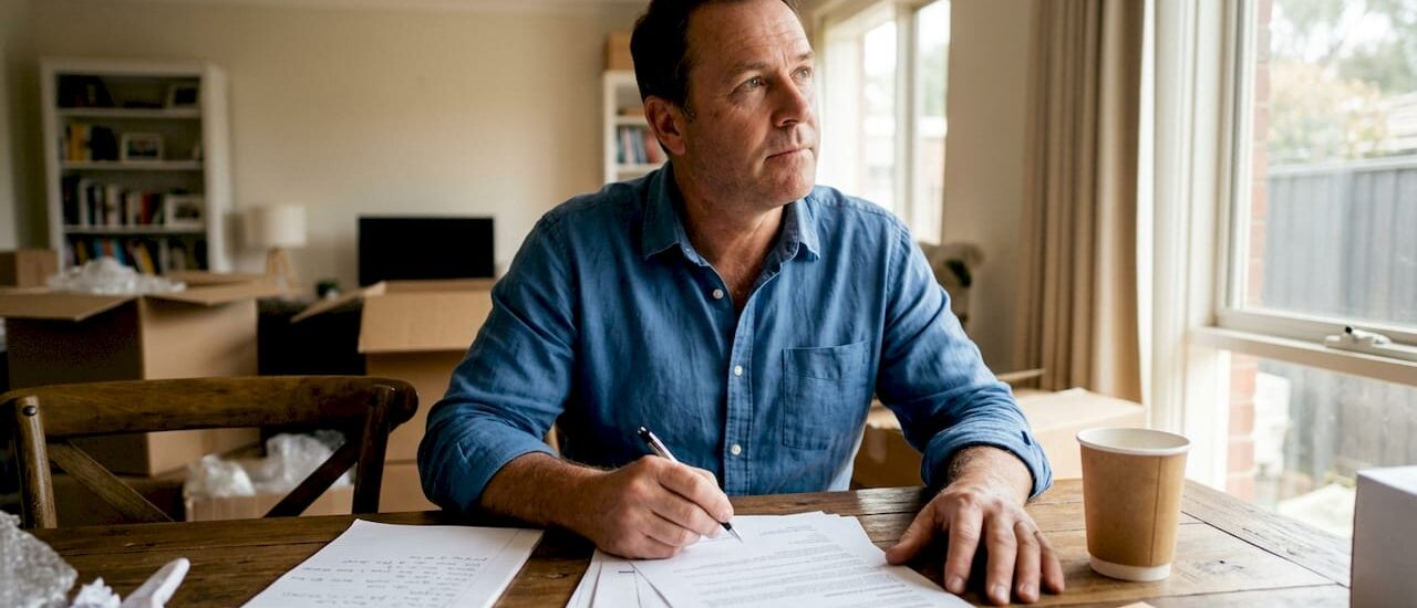 Man reviewing removal service accreditation papers