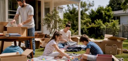 Family packing boxes for interstate move