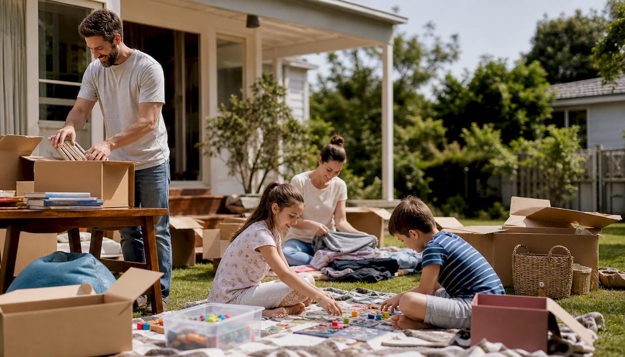 Family packing boxes for interstate move
