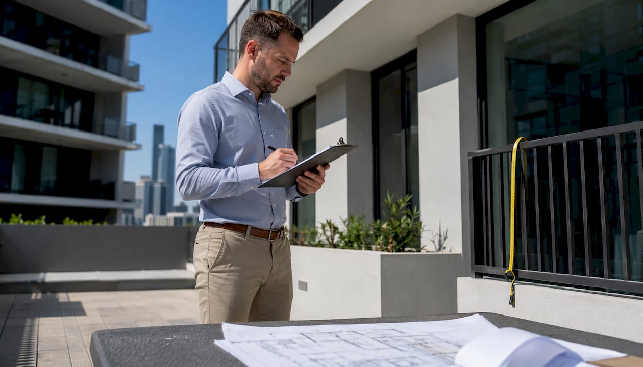 Man inspecting property for moving concierge service
