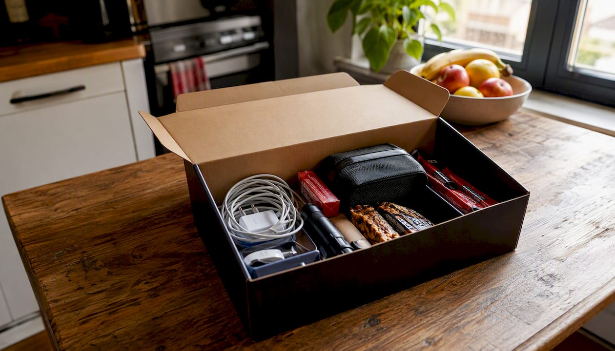 Packed essentials box for moving day