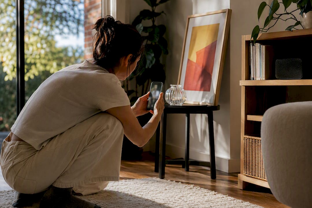 Homeowner photographing valuable items before move