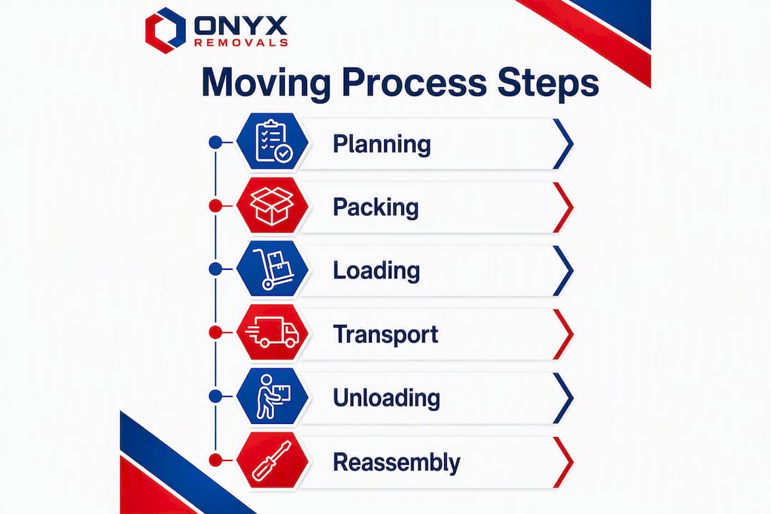 Infographic with numbered moving process steps