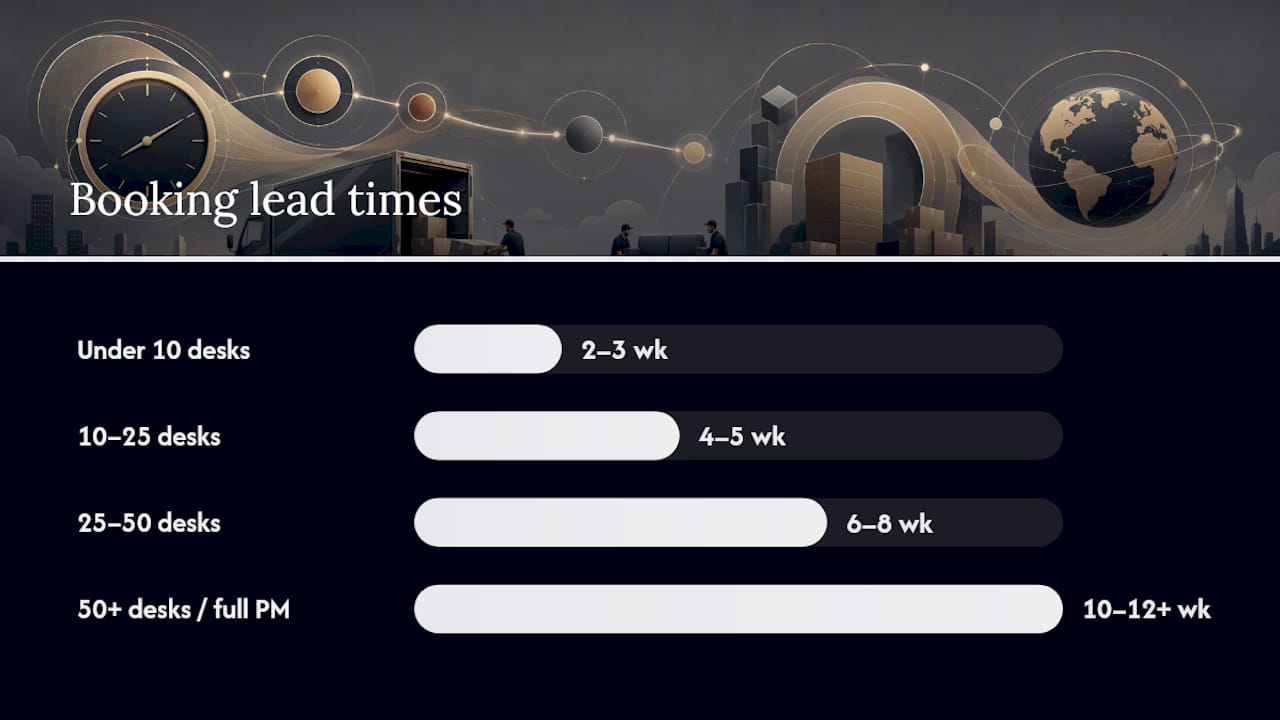 Office move booking lead times by size