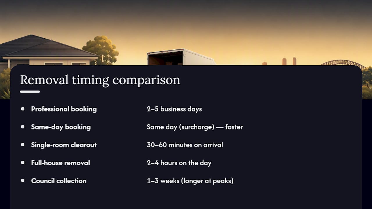 Professional and council removal time comparison