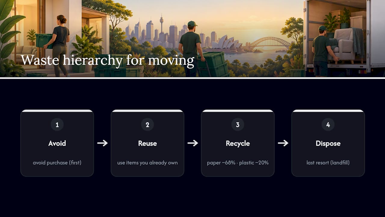 Four-stage waste hierarchy for moving supplies