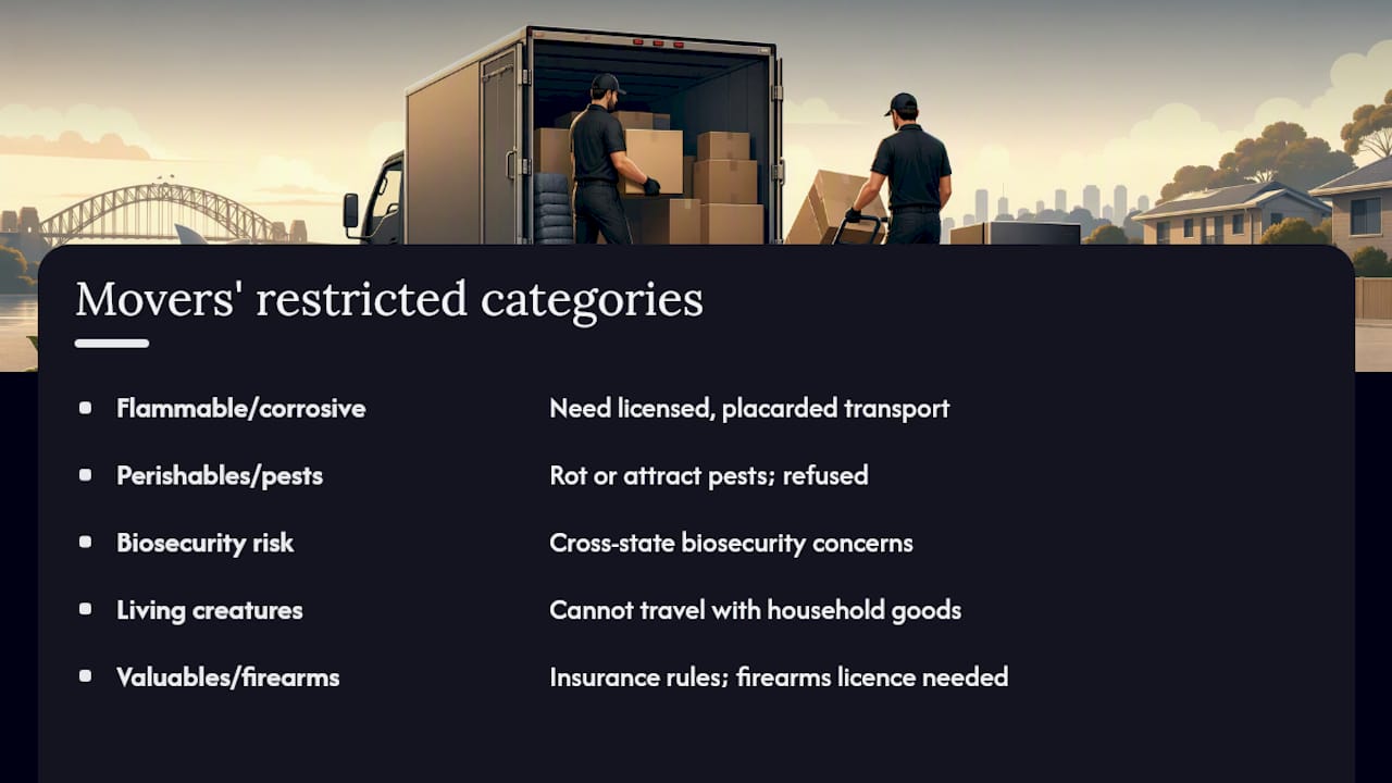 Five categories of restricted moving items