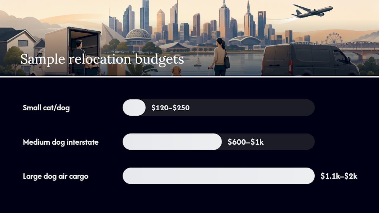 Three sample pet relocation budgets compared