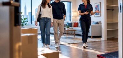 Family viewing a Melbourne rental home