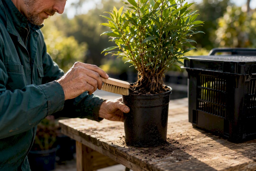 Potted plant checked for interstate transport