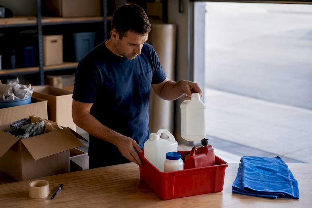 Hazardous household chemicals separated before moving