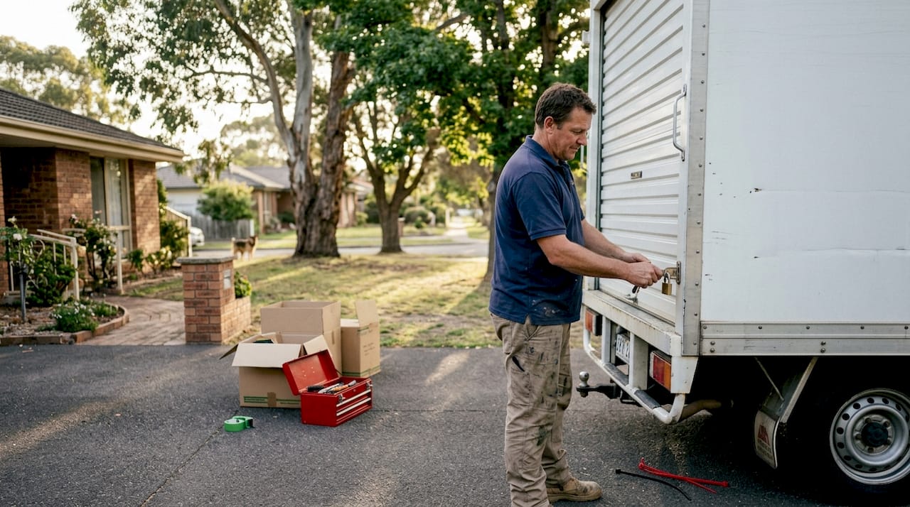 Removalist locking moving truck for security