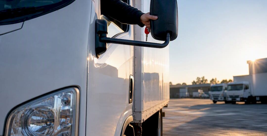 Anonymous moving truck at Melbourne rental yard