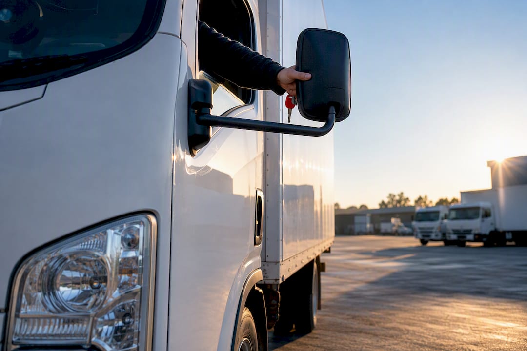 Anonymous moving truck at Melbourne rental yard