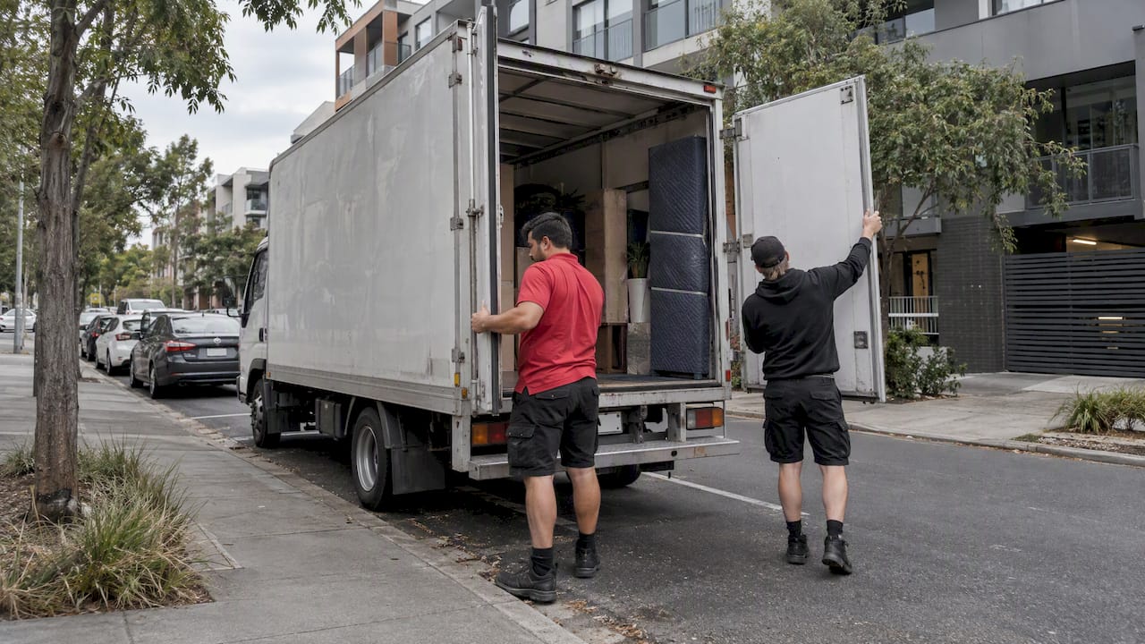 Removal truck using two Melbourne parking bays