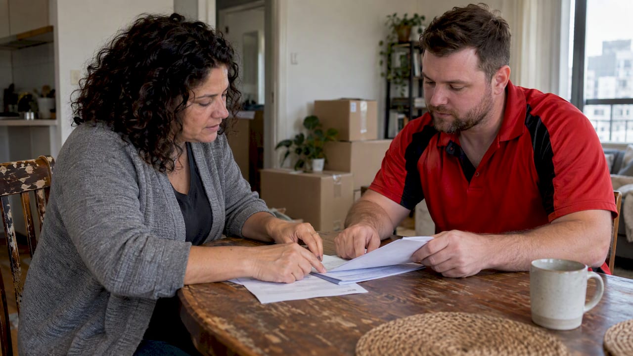 Homeowner discussing removal quote with removalist