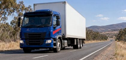 Loaded removal truck travelling along an Australian highway