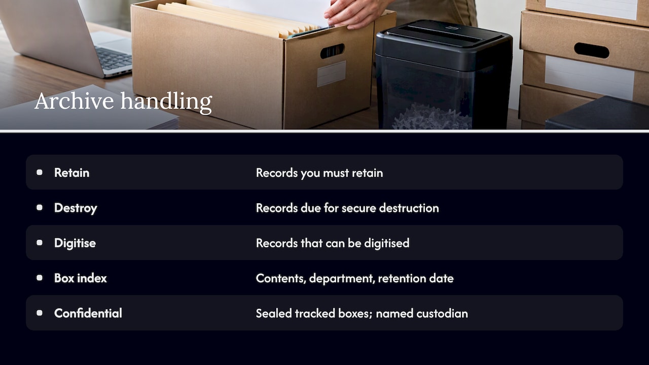 Archive records grouped by retention action